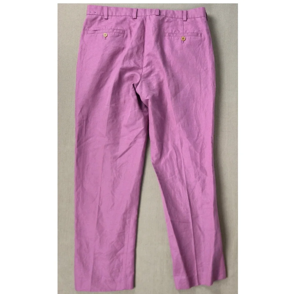 Brooks Brothers Clark Baird McNutt Irish Linen Cotton Chinos Purple 36x30